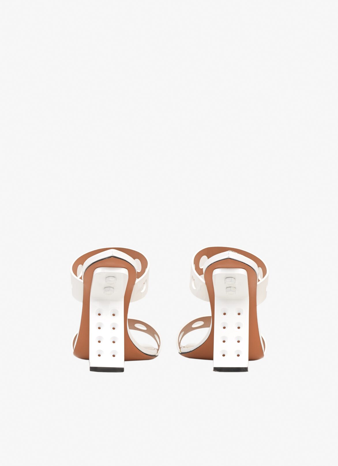 Perforated sandals in patent calfskin ALAÏA OPTIC WHITE PERFORATED SANDALS IN PATENT CALFSKIN